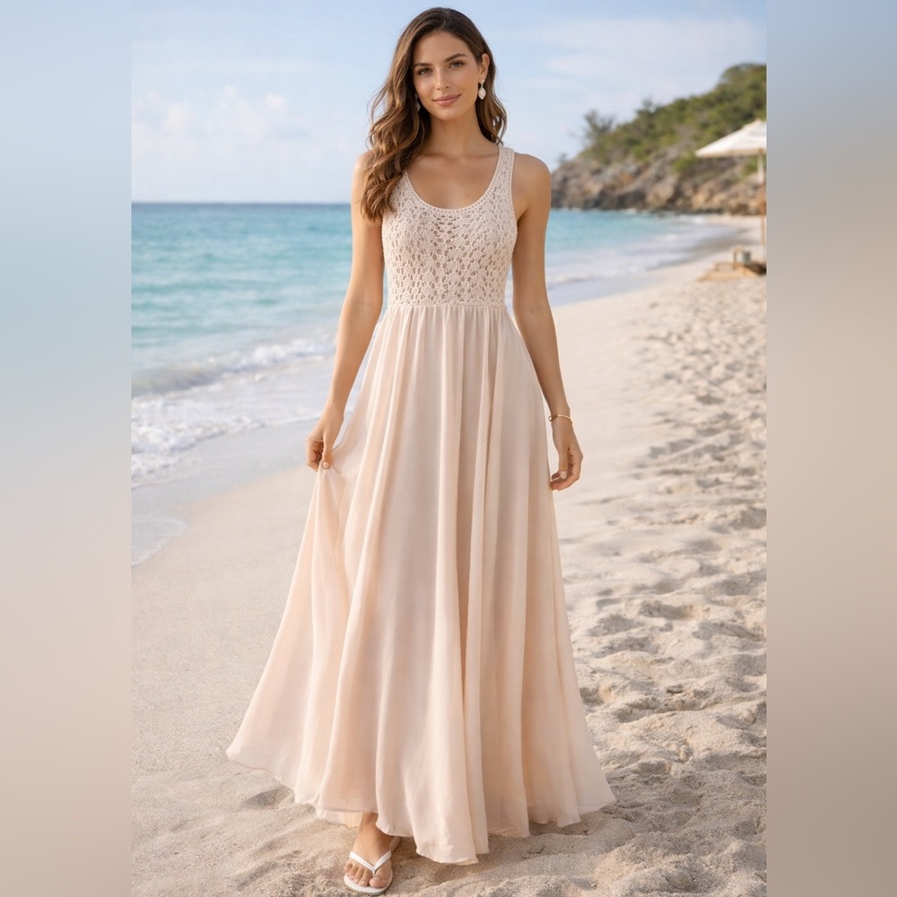 Double Zero Cream Lace Maxi Dress